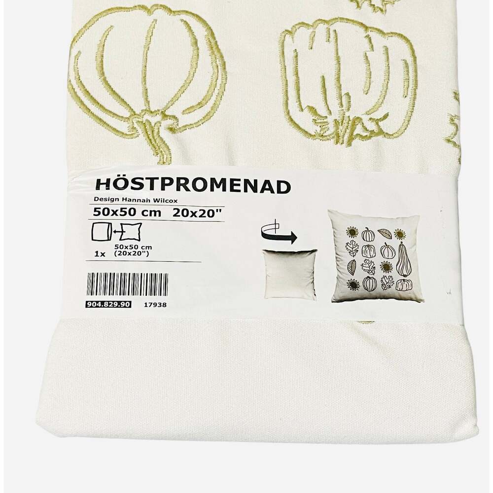 IKEA HOSTPROMENAD Pillow Cover 20x20 Embroidered Fall Harvest Discontinued NWT